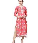 Red printed crepe kurti