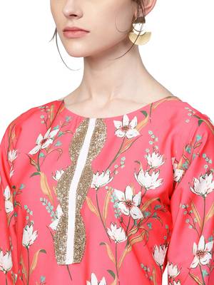 Red printed crepe kurti 2