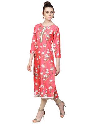 Red printed crepe kurti 3