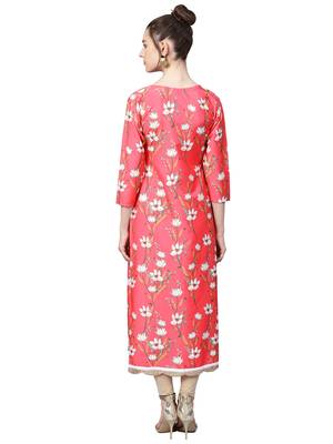 Red printed crepe kurti 4