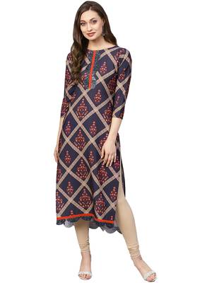 Multicolor printed crepe kurti 1