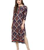 Multicolor printed crepe kurti