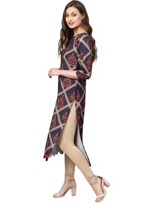 Multicolor printed crepe kurti 3