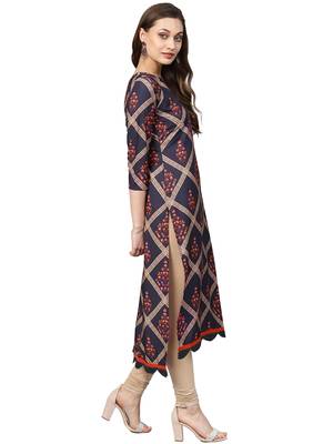 Multicolor printed crepe kurti 4
