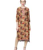 Multicolor printed crepe kurti