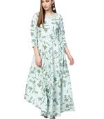 Sky-blue printed cotton kurti