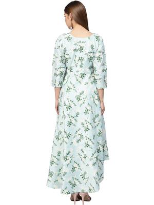 Sky-blue printed cotton kurti 4