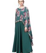 Sea-green printed crepe kurti