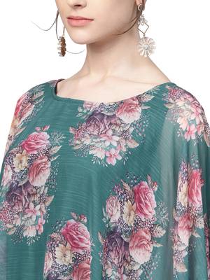 Sea-green printed crepe kurti 2