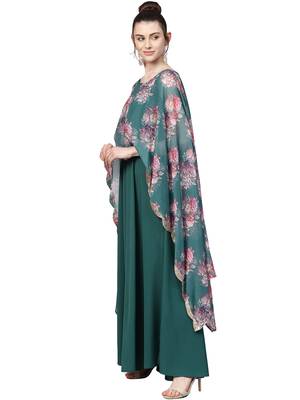 Sea-green printed crepe kurti 3