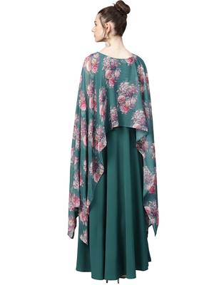 Sea-green printed crepe kurti 4