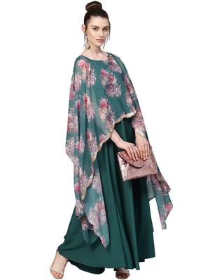Sea-green printed crepe kurti 5