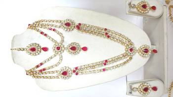 Pink cubic zirconia necklace sets 2