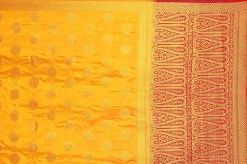 Yellow woven nylon saree with blouse 3