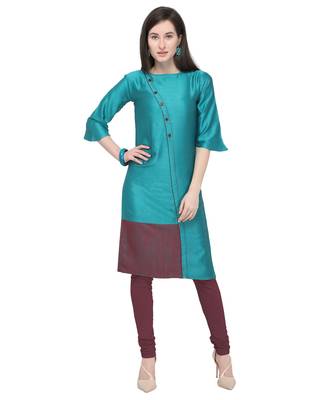 Blue plain rayon kurti 1
