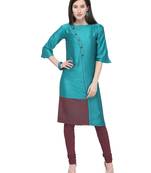 Blue plain rayon kurti