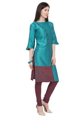 Blue plain rayon kurti 2
