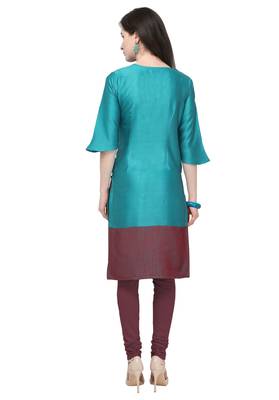Blue plain rayon kurti 3