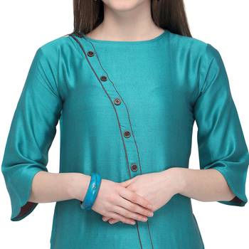 Blue plain rayon kurti 4