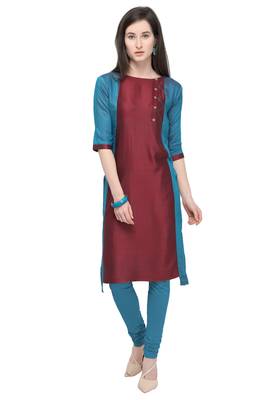 Maroon plain rayon kurti 1