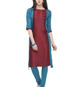 Maroon plain rayon kurti