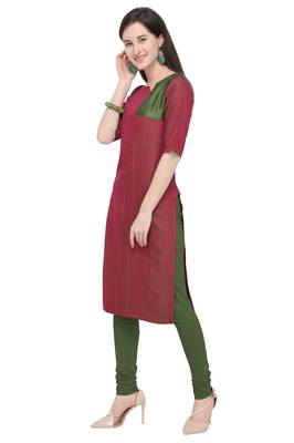 Red plain rayon kurti 2