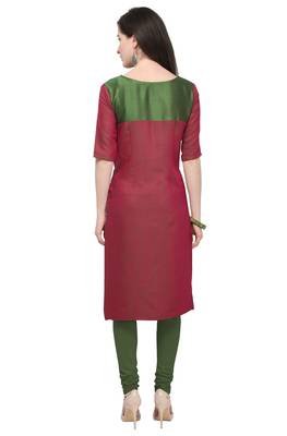 Red plain rayon kurti 3