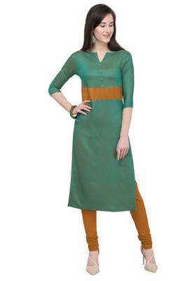 Green plain rayon kurti 1