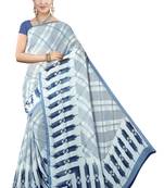 Grey Printed Georgette Saree With Blouse