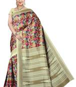 Red Printed Art Silk Saree With Blouse