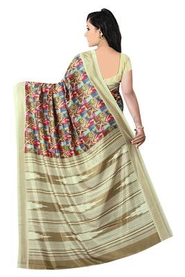 Red Printed Art Silk Saree With Blouse 2