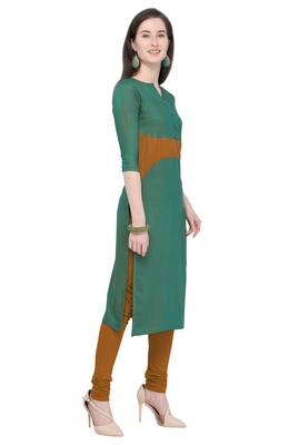 Green plain rayon kurti 2