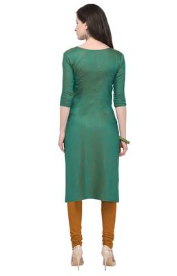Green plain rayon kurti 3