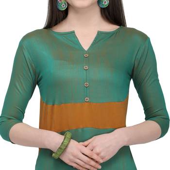 Green plain rayon kurti 4