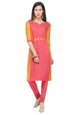 Pink plain rayon kurti 1