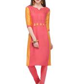Pink plain rayon kurti