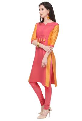 Pink plain rayon kurti 2