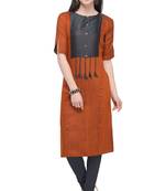 Dark-orange plain rayon kurti