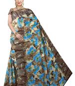 Brown Printed Chiffon Saree With Blouse