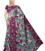 Maroon Printed Chiffon Saree With Blouse