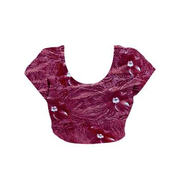 Maroon Printed Chiffon Saree With Blouse 3
