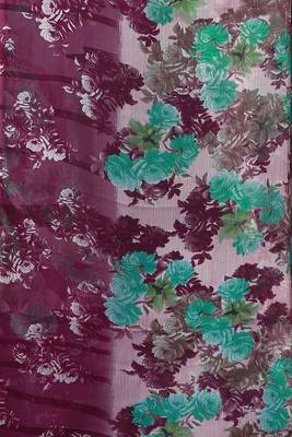 Maroon Printed Chiffon Saree With Blouse 4