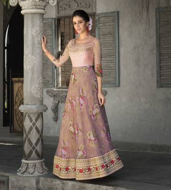 Peach Embroidered
 Organza Semi Stitched Lehenga With Dupatta 4