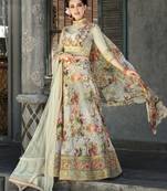 Light Green Embroidered
 Organza Semi Stitched Lehenga With Dupatta