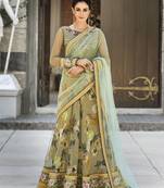 Green
 Embroidered
 Organza Semi Stitched Lehenga With Dupatta