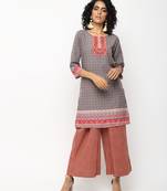 Grey printed crepe short kurti