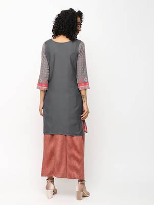 Grey printed crepe short kurti 2