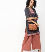 Grey printed crepe kurti