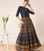 Navy-blue printed crepe kurti
