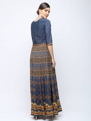 Navy-blue printed crepe kurti 2